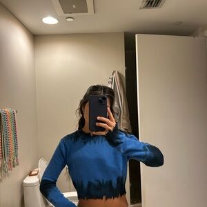 Cotton Citizen Blue and Black Crop Top